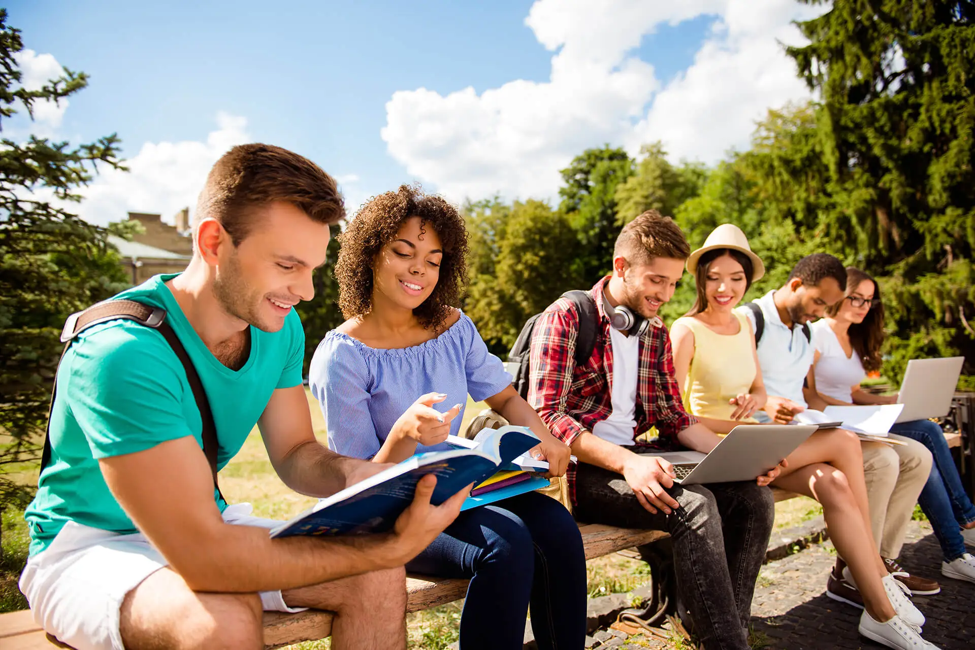 Students happily reading