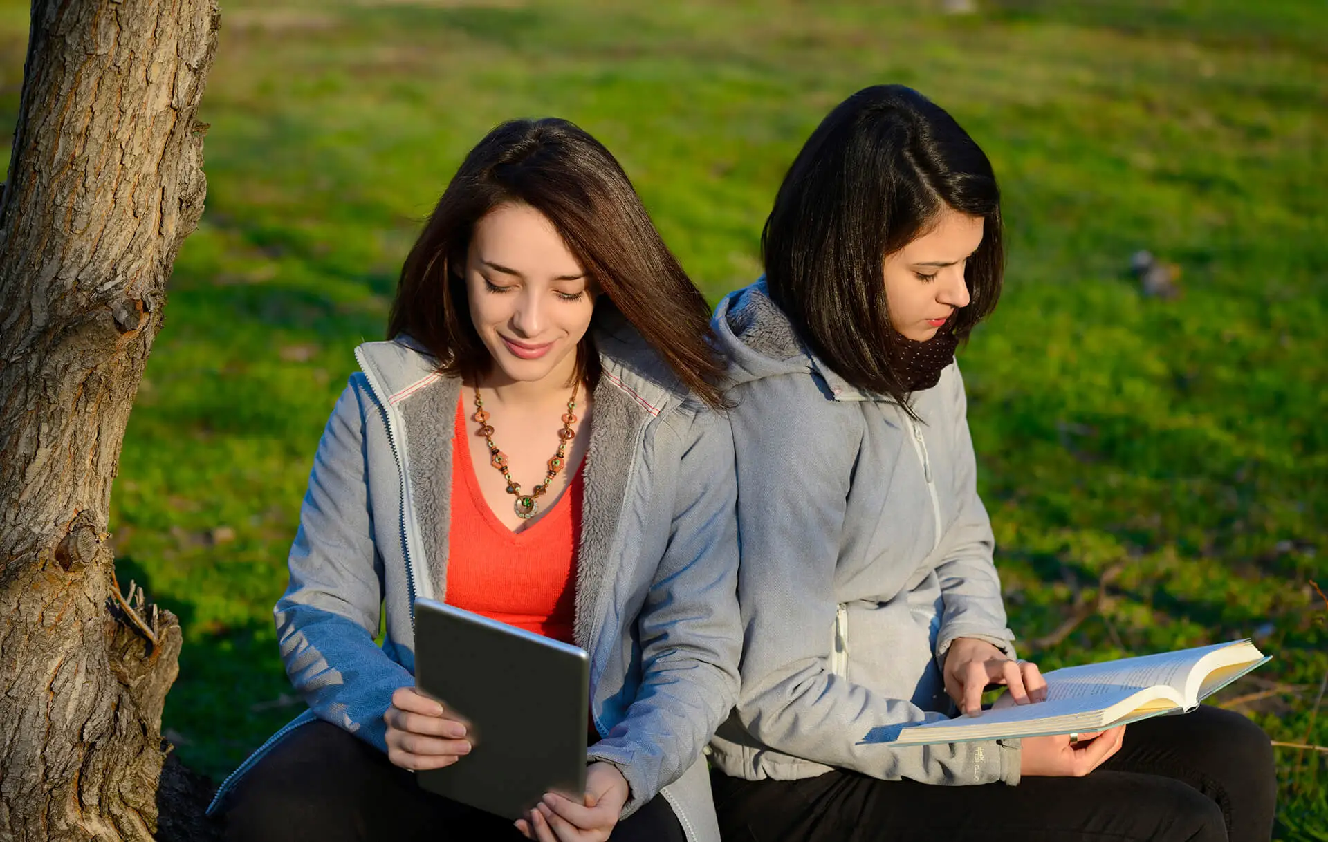 Students happily reading
